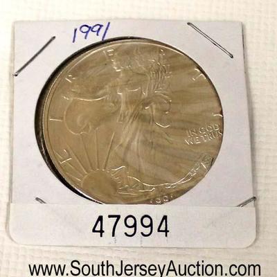  1991 Silver Eagle Dollar

Auction Estimate $20-$50 â€“ Located Glassware 