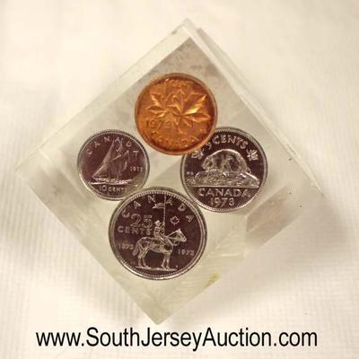  Paperweight with Canadian Coins

Auction Estimate $5-$20 â€“ Located Glassware 