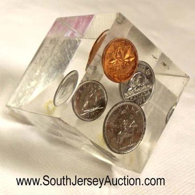  Paperweight with Canadian Coins

Auction Estimate $5-$20 â€“ Located Glassware 