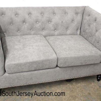  NEW Grey Velour Button Tufted Loveseat

Auction Estimate $200-$400 â€“ Located Inside 