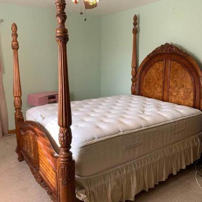 Queen-Size Bed with Mattress and Box Spring Set