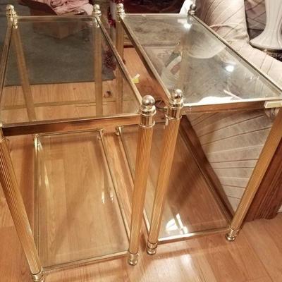 Glass & Brass End Tables