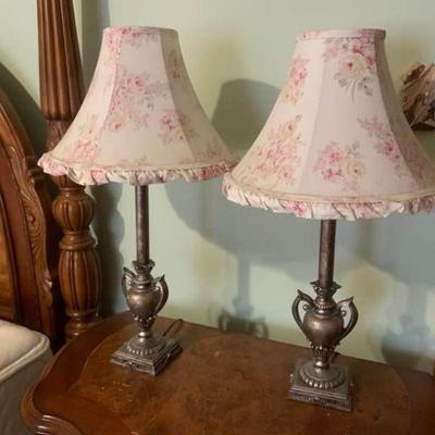 Twin Lamps with Floral Shades