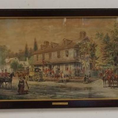 1125A  1904 COACHING SCENE PRINT BY E L HENRY TITLED *MCNETT TAVERN* IMAGE IS 16 IN X 10 IN
