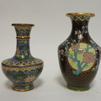 1284  TWO CLOISONNE VASES, TALLEST IS 6 IN 
