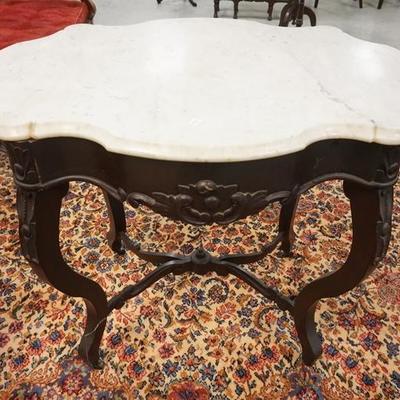 1240  VICTORIAN TURTLE TOP MARBLE TOP TABLE 
