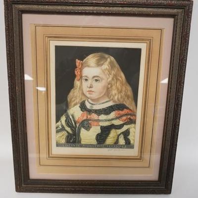 1048  PENCIL SIGNED PORTRAIT *L INFANTE MARGUERITE, VALASQUEZ. SIGNED WILL HENDERSON AMD DATED 1903. DOUBLE MATTED. IMAGE 8 3/4 IN X 11...