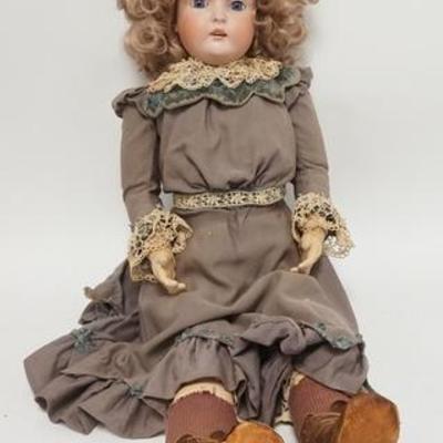 1255  GERMAN BISQUE HEAD DOLL NO. 171 NAME NOT LEGIBLE, 29 1/2 IN 
