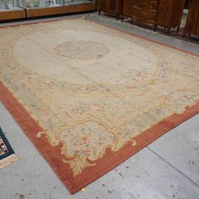 1042  LARGE FLORAL RUG WITH THICK PILE. 11 FT 3 IN X 16 FT 2 IN
