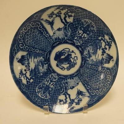 1216  ASIAN BLUE AND WHITE CHARGER, 12 1/4 IN D 

