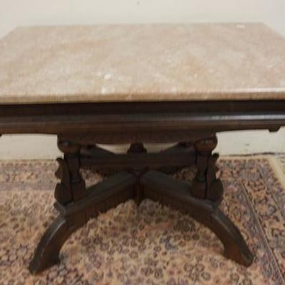 1288  VICTORIAN MARBLE TOP TABLE, CUT DOWN, 20 1/2 IN H 
