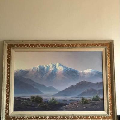 Landscape painting by Artist Darwin Taylor (1921-1975).  Most of his paintings are of the desert and mountains around Palm Springs.  The...