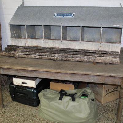 NESTING BOX SITTING ON PRIMITIVE FARM TABLE