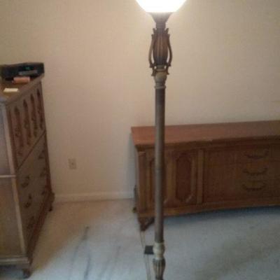 Large Floor Lamp with Large Frosted Glass Shade
