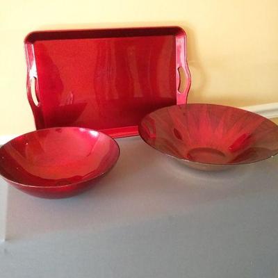 Ruby Red Bowls and Serving Tray