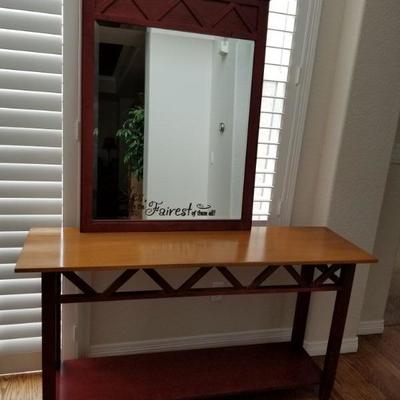Ethan Allen hall table and mirror