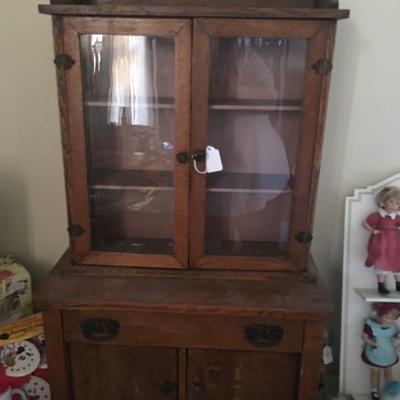 Antique child or salesman sample dish cabinet 