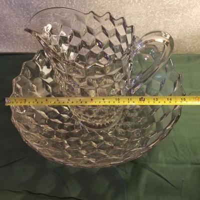 Fostoria American Block Hotel Pitcher & Bowl RARE Pieces