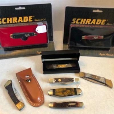 Huge collection of Schrade, Case & Buck pocket knives 