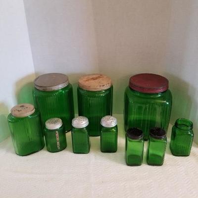 Green glass refrigerator dishes