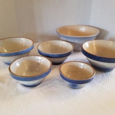 Blue pottery saltglaze bowls