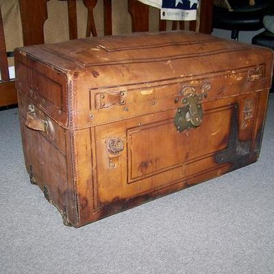 Antique leather trunk
