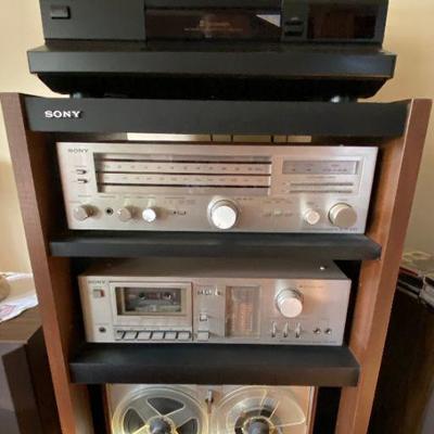 Sony Tc-630 Stereo Reel-To Reel Tape Recorder, Turntable, and Pair of Speakers