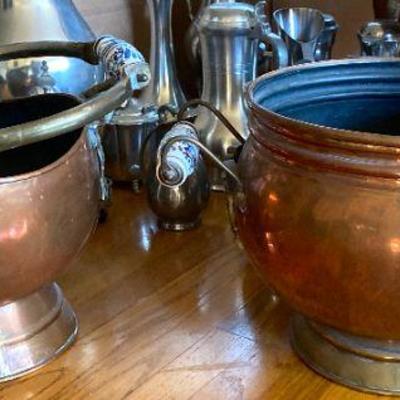 Copper pots porcelain handles
