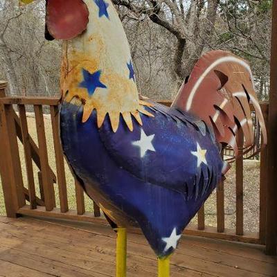 6 Foot Metal Rooster - Yard Art, Right Side