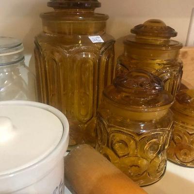 Amber Glass Canisters
