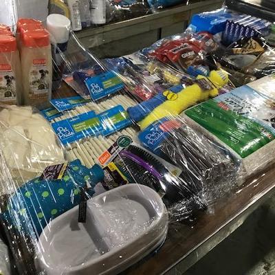Table Lot of Puppy Supplies