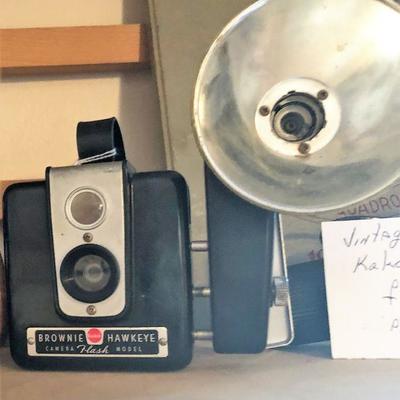 vintage brownie camera with flash