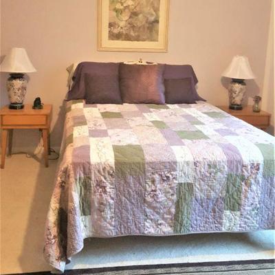 Lavender patchwork quilt, Queensize mattress and boxsprings