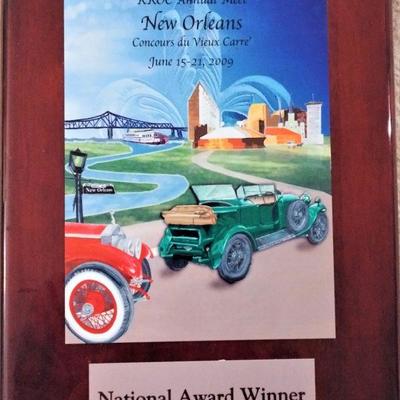 Plaque - award New Orleans Classic Car Shown held in Super Dome
