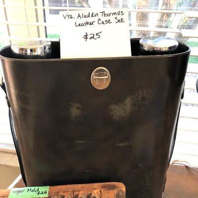 Vintage Aladdin Thermos set w/leather case