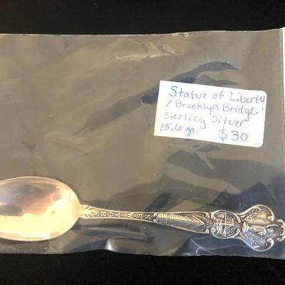 Sterling Silver Statue of Liberty / Brooklyn Bridge spoon