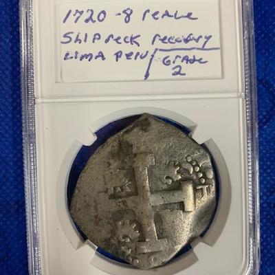 1720 8 reale shipreck recovery coin