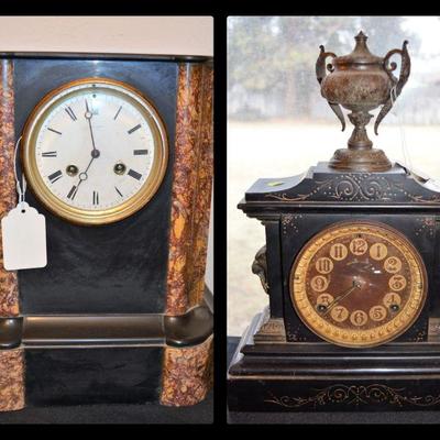 Antique slate and marble clock