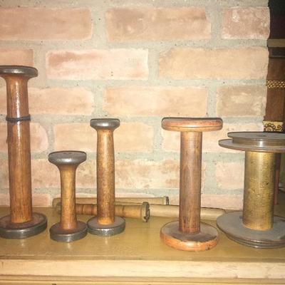 Antique wooden spools 
