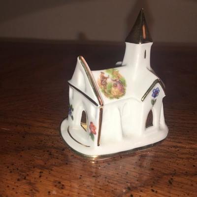 "Limoges" Castel hand painted porcelain floral church