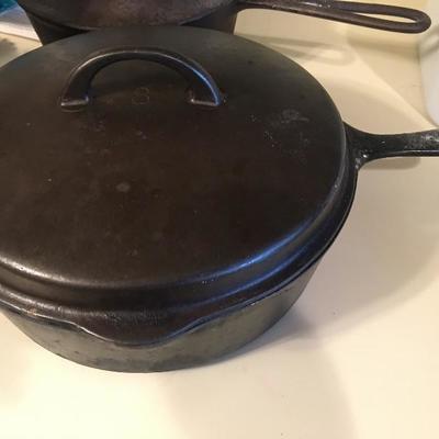 Vintage cast iron dutch oven with pour spout