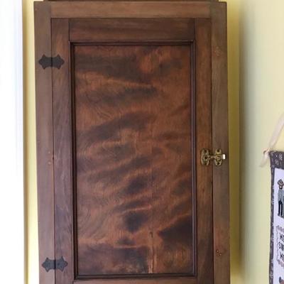 Antique walnut wall cabinet $65
