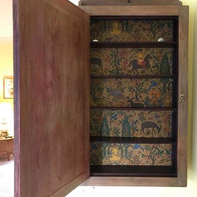 Antique walnut wall cabinet $65