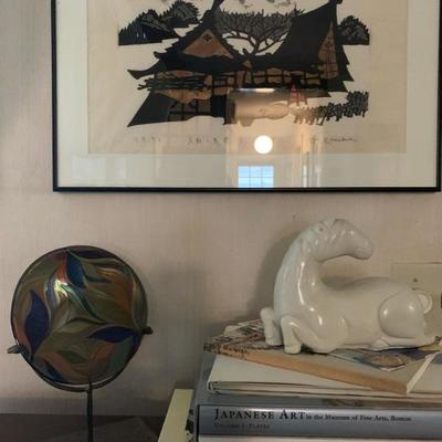 Ken Kamada, Art Glass Plate on Stand, Art Books 
