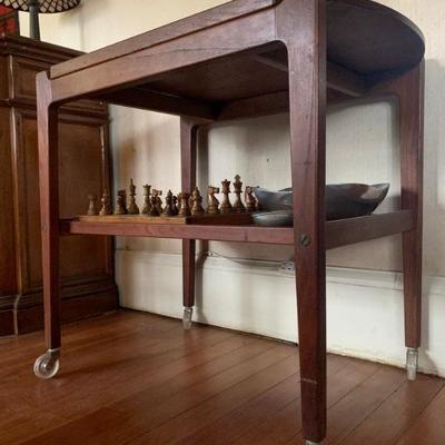 Teak Bar Cart with Lift Away Tray 