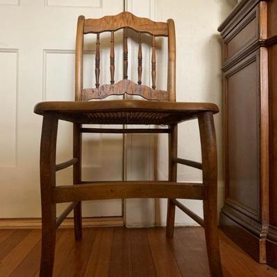 Bird's Eye Maple Cane Seat Chairs, PAIR 