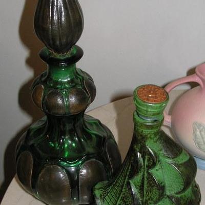 Italian Glass and Leather Decanters