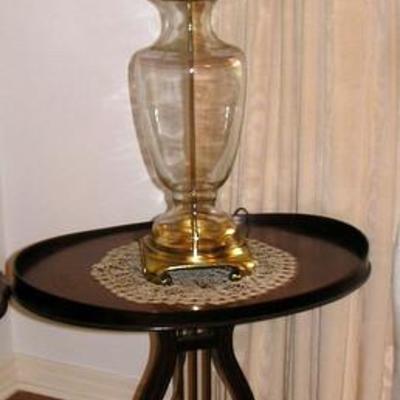 Pair of Lyre Oval End Tables