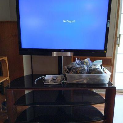 Vizio 47 Inch TV with Console and Box of Misc. Cords