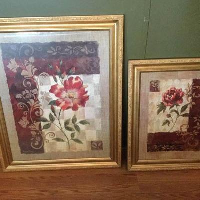 Two Coordinating Prints w/Wood Frames